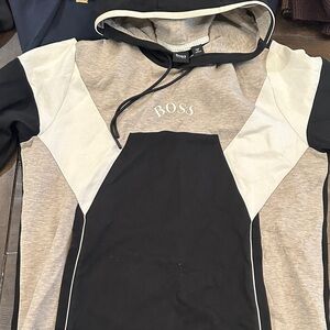 Boss Black, Gray, and Cream Hoodie